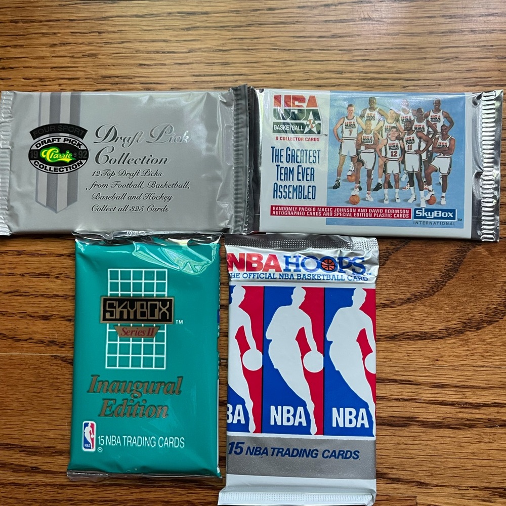 4 Vintage Sealed Unopened Packs Basketball Cards.